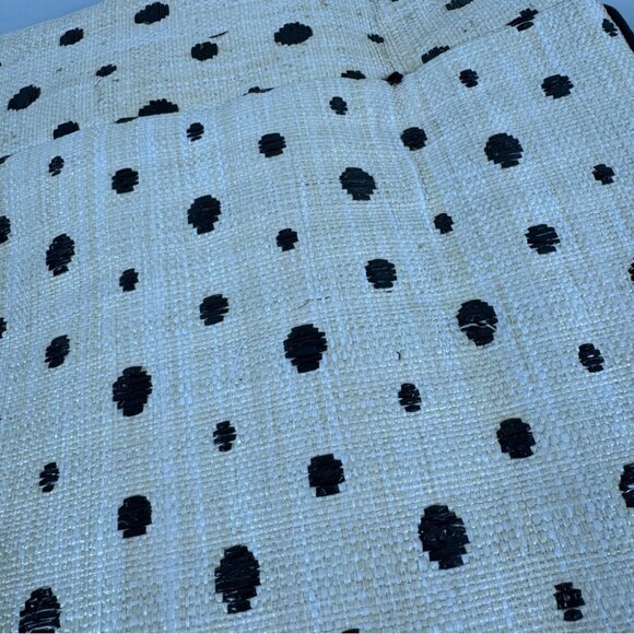 Boho Stylish Polka Dot Tote Bag Cream Black Raffia Straw Summer Beach Bag - Picture 15 of 16